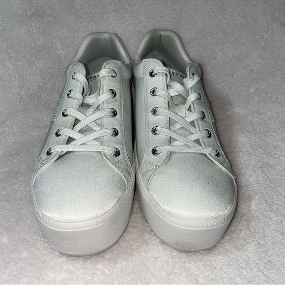 Skechers Plateau Vegan Chambray Lace Up Platform White Size 11 - Picture 8 of 14